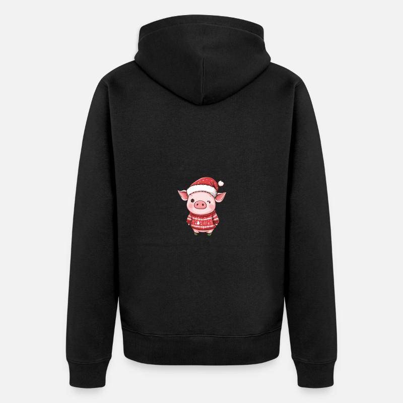 Schwein Weihnachten Comic - Unisex Premium Bio Zip Hoodie - Schwarz