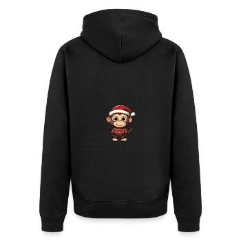 Monkey Christmas Comic - Unisex Premium Organic Zip Hoodie - black - Back - Nico (187cm)