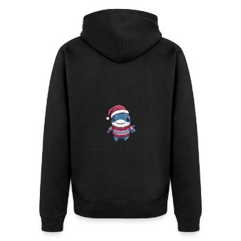 Hai Weihnachten Comic - Unisex Premium Bio Zip Hoodie - Schwarz - Hinten - Nico (187cm)