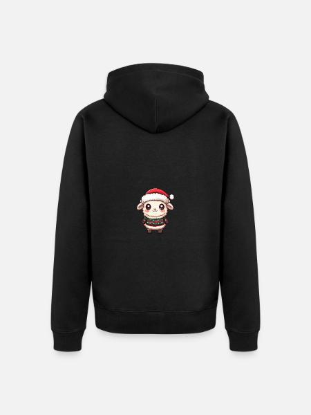 Schaf Weihnachten Comic - Unisex Premium Bio Zip Hoodie - Schwarz