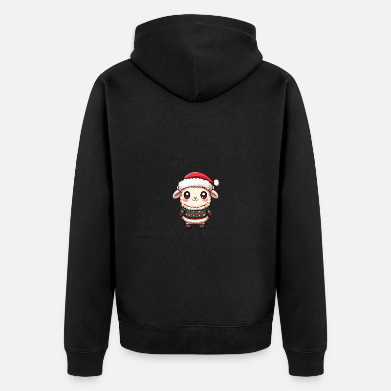 Schaf Weihnachten Comic - Unisex Premium Bio Zip Hoodie - Schwarz