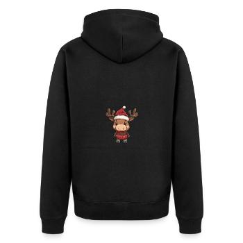Elch Weihnachten Comic - Unisex Premium Bio Zip Hoodie - Schwarz - Hinten - Nico (187cm)