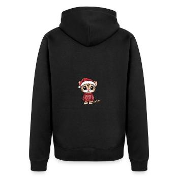 Leopard Weihnachten Comic - Unisex Premium Bio Zip Hoodie - Schwarz - Hinten - Nico (187cm)