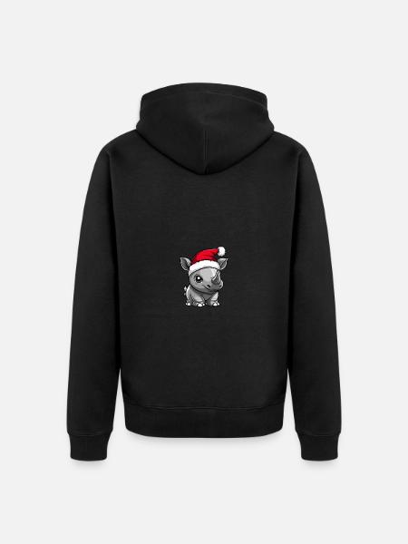 Rhino Christmas Cute - Unisex Premium Organic Zip Hoodie - black