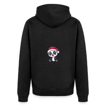 Panda Christmas Cute - Unisex Premium Organic Zip Hoodie - black - Back - Nico (187cm)