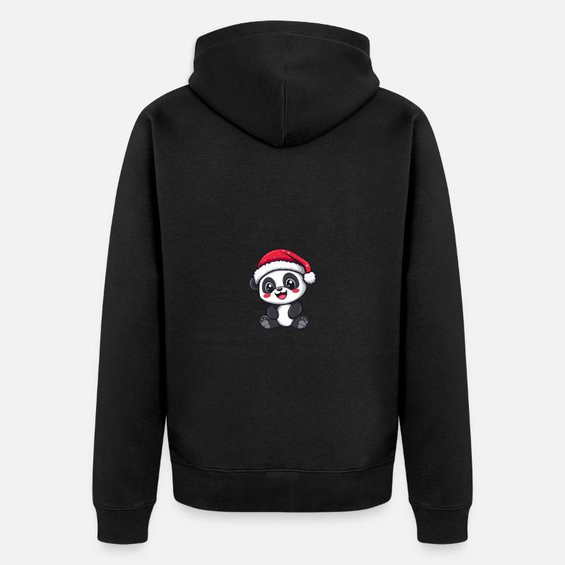 Panda Noël Mignon - Veste à capuche bio Premium Unisexe - noir