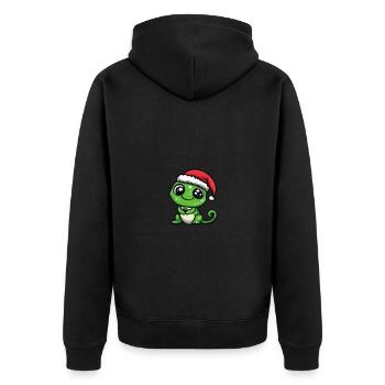 Faultier Weihnachten Niedlich - Unisex Premium Bio Zip Hoodie - Schwarz - Hinten - Nico (187cm)