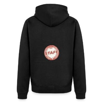 Staff Vintage Circle - Unisex Premium Organic Zip Hoodie - black - Back - Nico (187cm)