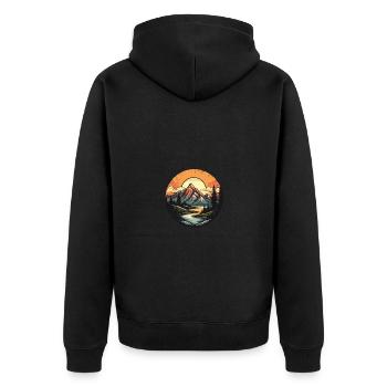 Mountains Landscape Circle - Unisex Premium Organic Zip Hoodie - black - Back - Nico (187cm)