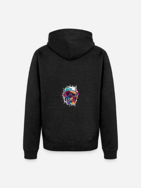 Ski Skull Ski Goggles - Unisex Premium Organic Zip Hoodie - black