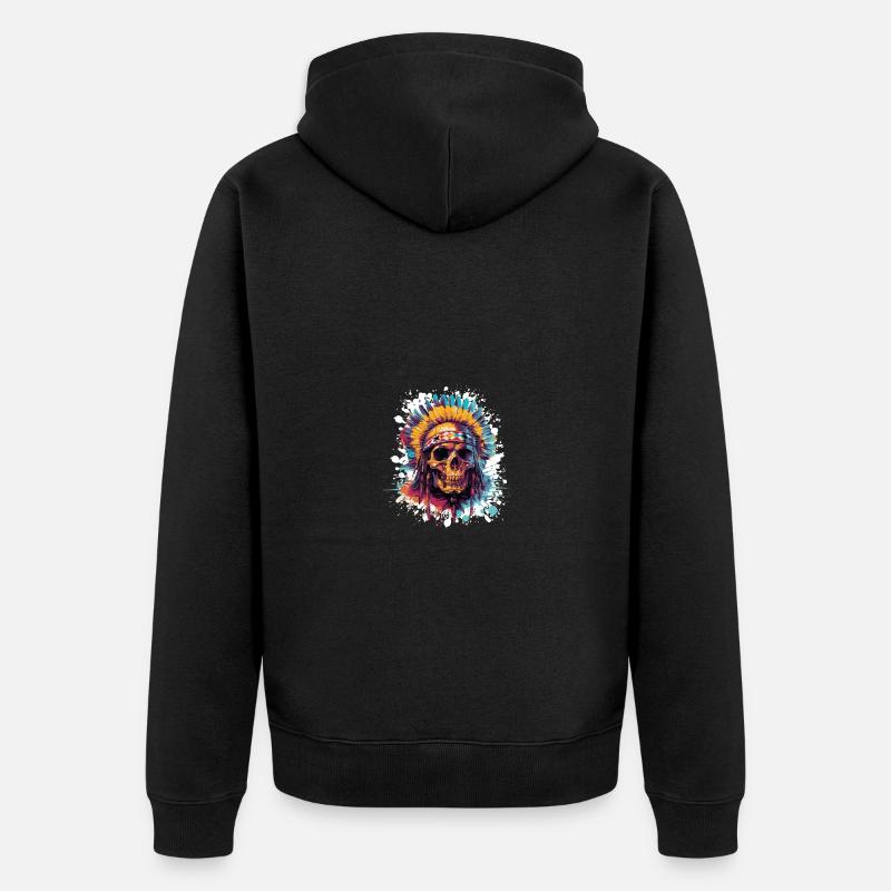 Crâne de chef indien - Veste à capuche bio Premium Unisexe - noir