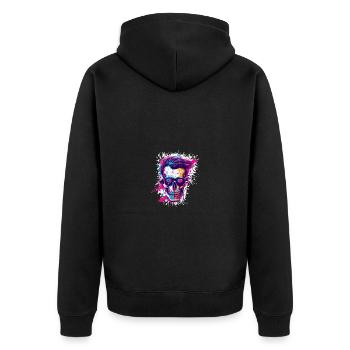 Party Totenkopf - Unisex Premium Bio Zip Hoodie - Schwarz - Hinten - Nico (187cm)