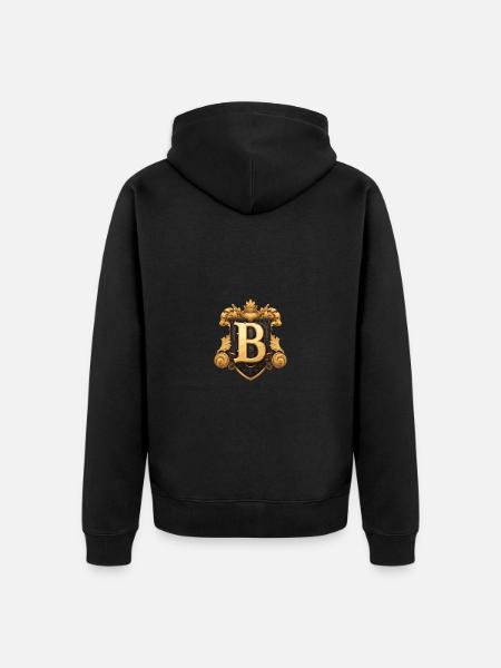 B Buchstabe Logo Krone - Unisex Premium Bio Zip Hoodie - Schwarz