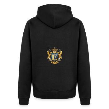 E Letter Logo Crown - Unisex Premium Organic Zip Hoodie - black - Back - Nico (187cm)