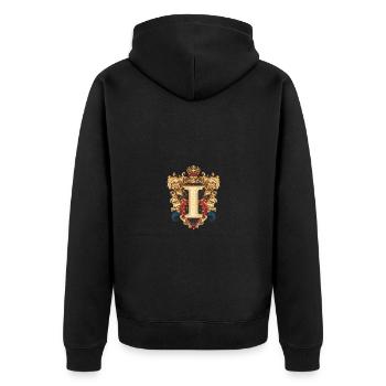 I Buchstabe Logo Krone - Unisex Premium Bio Zip Hoodie - Schwarz - Hinten - Nico (187cm)