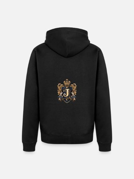 J Letter Logo Crown - Unisex Premium Organic Zip Hoodie - black