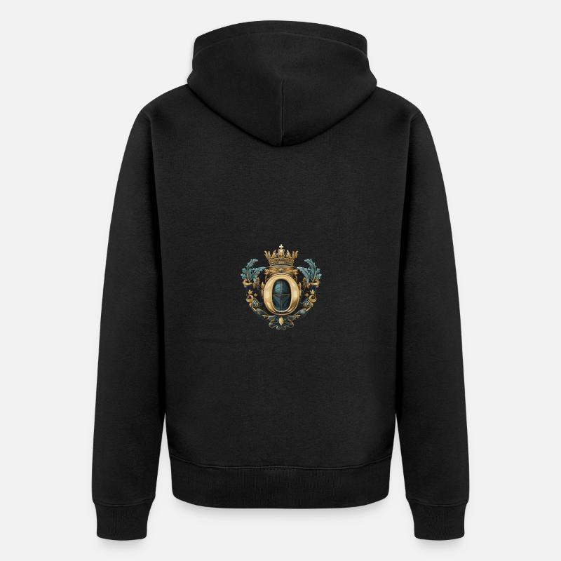 O Buchstabe Logo Krone - Unisex Premium Bio Zip Hoodie - Schwarz