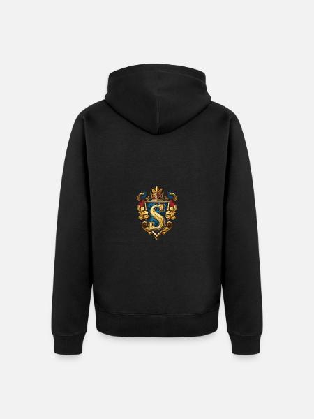 S Buchstabe Logo Krone - Unisex Premium Bio Zip Hoodie - Schwarz