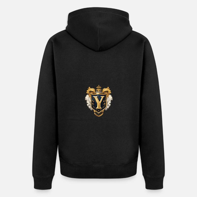 Lettre Y Logo Couronne - Veste à capuche bio Premium Unisexe - noir