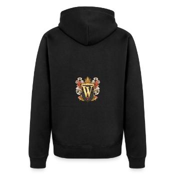 W Buchstabe Logo Krone - Unisex Premium Bio Zip Hoodie - Schwarz - Hinten - Nico (187cm)