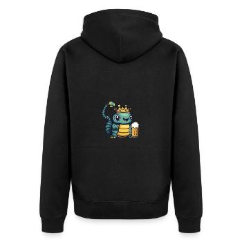 Wurm Bier Lustig - Unisex Premium Bio Zip Hoodie - Schwarz - Hinten - Nico (187cm)