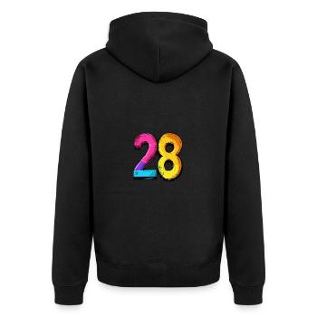 28 Number symbol - Unisex Premium Organic Zip Hoodie - black - Back - Nico (187cm)