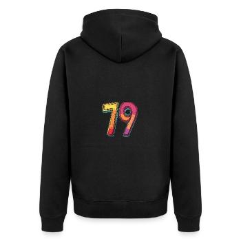 79 Number Symbol - Unisex Premium Organic Zip Hoodie - black - Back - Nico (187cm)