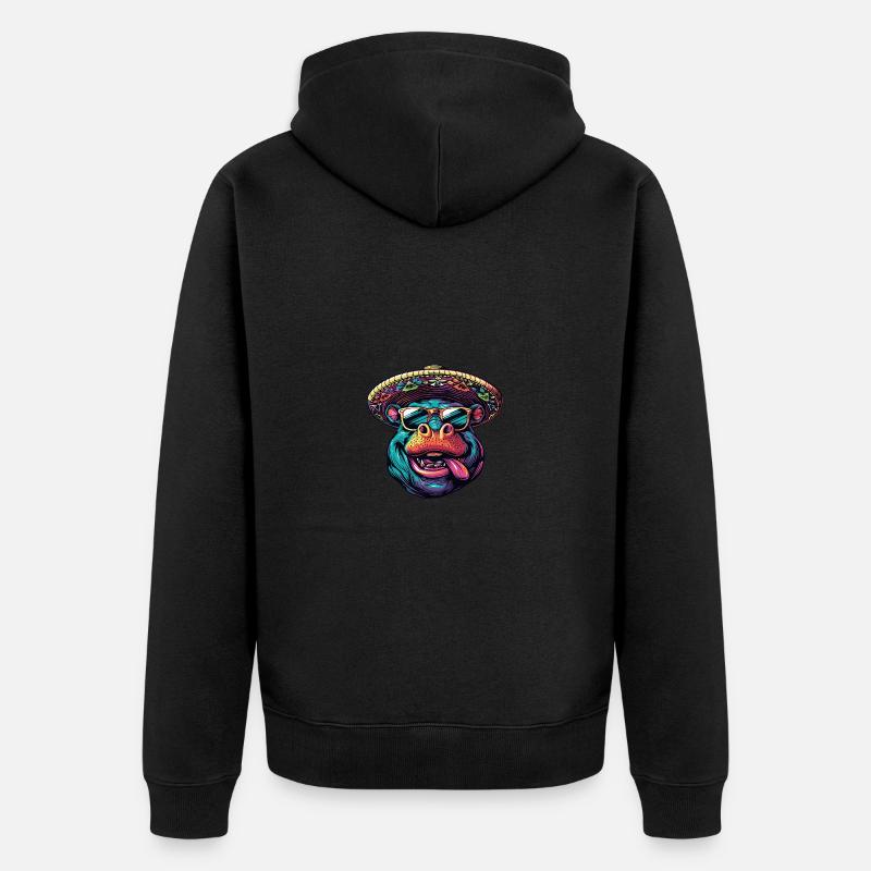 Hippopotame Drôle Sombrero - Veste à capuche bio Premium Unisexe - noir