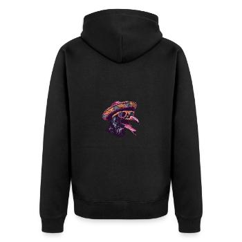 Rabe Krähe Comic Lustig Sombrero - Unisex Premium Bio Zip Hoodie - Schwarz - Hinten - Nico (187cm)