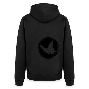 Schmetterling - Naturschutz - Umwelt - Insekt - Unisex Premium Bio Zip Hoodie - Schwarz - Hinten - Nico (187cm)