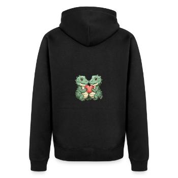 Couple d’alligator Amour - Veste à capuche bio Premium Unisexe - noir - Dos - Nico (187cm)
