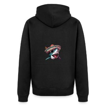 Hai Comic Lustig Sombrero - Unisex Premium Bio Zip Hoodie - Schwarz - Hinten - Nico (187cm)