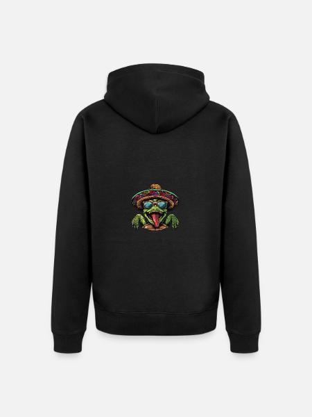 Turtle Comic Funny Sombrero - Unisex Premium Organic Zip Hoodie - black
