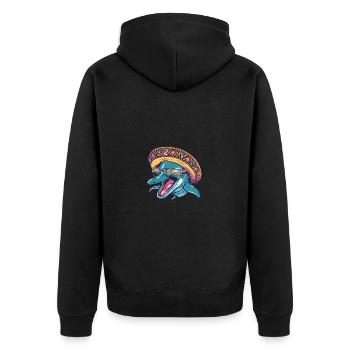 Dauphin Drôle Sombrero - Veste à capuche bio Premium Unisexe - noir - Dos - Nico (187cm)