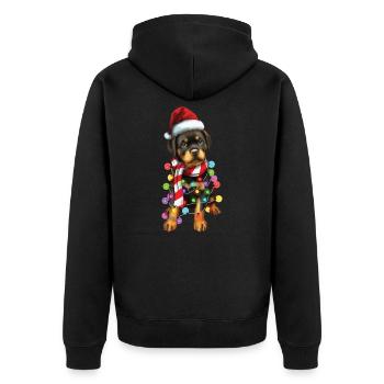 Weihnachten Rottweiler Weihnachten Weihnachtsmann Süßes Hundegeschenk - Unisex Premium Bio Zip Hoodie - Schwarz - Hinten - Nico (187cm)