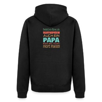 Papa - Unisex Premium Bio Zip Hoodie - Schwarz - Hinten - Nico (187cm)