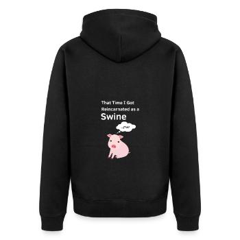 That Time That I Reincarnated As A Swine - Unisex Premium Bio Zip Hoodie - Schwarz - Hinten - Nico (187cm)