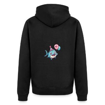 Piranha Pisces Birthday Baby - Unisex Premium Organic Zip Hoodie - black - Back - Nico (187cm)