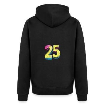 25 Zahl symbol - Unisex Premium Bio Zip Hoodie - Schwarz - Hinten - Nico (187cm)