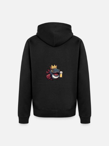Piranha Fish Beer Funny - Unisex Premium Organic Zip Hoodie - black