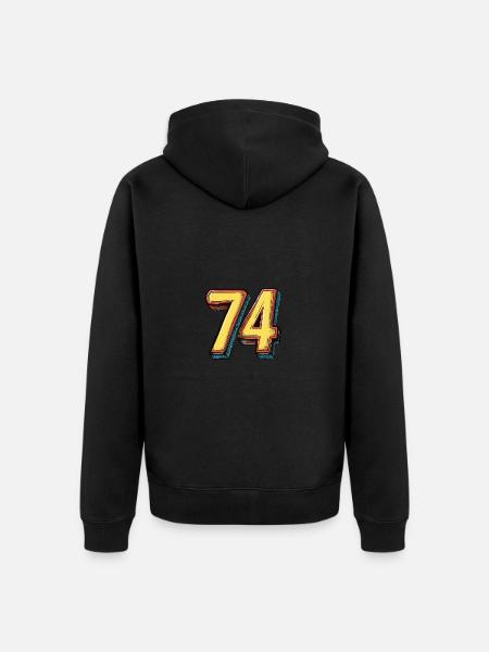 74 Number Symbol - Unisex Premium Organic Zip Hoodie - black