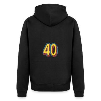 40 Zahl symbol - Unisex Premium Bio Zip Hoodie - Schwarz - Hinten - Nico (187cm)