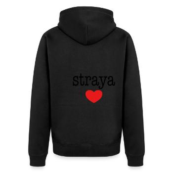 straya with heart - Unisex Premium Bio Zip Hoodie - Schwarz - Hinten - Nico (187cm)