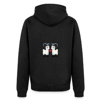 Chèvre de montagne Couple Chèvre Saint-Valentin - Veste à capuche bio Premium Unisexe - noir - Dos - Nico (187cm)
