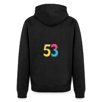 53 Number Symbol - Unisex Premium Organic Zip Hoodie - black - Back - Nico (187cm)
