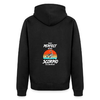 Sternzeichen Skorpion - Unisex Premium Bio Zip Hoodie - Schwarz - Hinten - Nico (187cm)