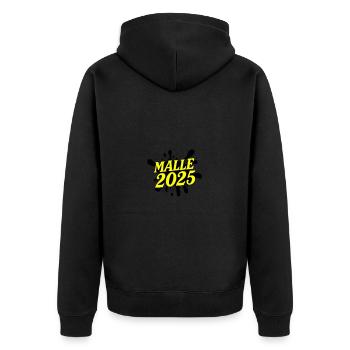 Malle 2025 - Unisex Premium Bio Zip Hoodie - Schwarz - Hinten - Nico (187cm)