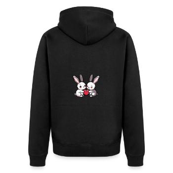 Bunny Couple In Love Easter Valentine's Day - Unisex Premium Organic Zip Hoodie - black - Back - Nico (187cm)
