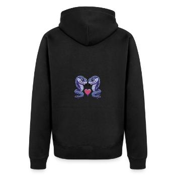 Schlange Kobra Paar Valentinstag - Unisex Premium Bio Zip Hoodie - Schwarz - Hinten - Nico (187cm)