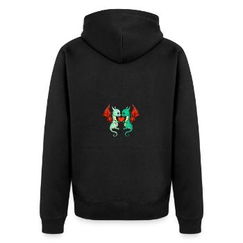 Dragon Couple Valentine's Day - Unisex Premium Organic Zip Hoodie - black - Back - Nico (187cm)